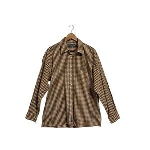 JNCO Vintage 90s Plaid Button Up Shirt Brown Tan Grunge Skate Y2K Mens Large